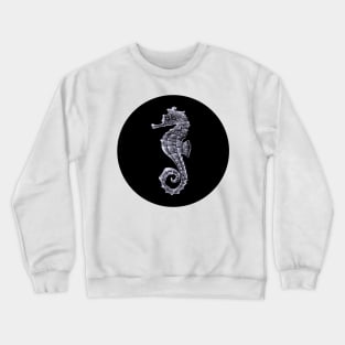 Silver Seahorse on Black Crewneck Sweatshirt